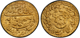 AWADH: Wajid Ali Shah, 1847-1856, AV ashrafi (10.56g), Lakhnau, AH1272 year 9, KM-378.3, an attractive nearly mint state example, PCGS graded AU58.
E...