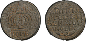 BOMBAY PRESIDENCY: tutenag 2 pice (30.72g), ND, KM-157.2, East India Company, issued 1754, 'GR' divided by orb and cross of crown, BOMB (for Bombay) b...