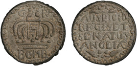 BOMBAY PRESIDENCY: tutenag 2 pice (29.34g), ND, KM-157.2, East India Company, issued 1754, 'GR' divided by orb and cross of crown, BOMB (for Bombay) b...