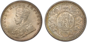 BRITISH INDIA: George V, 1910-1936, AR rupee, 1911(c), KM-523, S&W-8.11, so-called "pig"-style elephant, one-year type, a superb lustrous example! PCG...