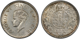 BRITISH INDIA: George VI, 1936-1947, AR rupee, 1939(b), KM-555, S&W-9.13, reeded edge, minor hints of toning near edge, a lustrous attractive example ...