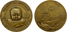 JAPAN: MEDALS: Taisho, 1912-1926, AE medal, year 14 (1925), Zeno-193067, 55mm, commemorating the birth of Princess Teru (daughter of Hirohito / Empero...