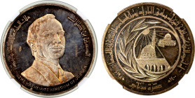 JORDAN: Hussain b. Talal, 1952-1999, silvered AE 10 dinars, AH1400, KM-PnA15, 15th Hijrah Century, very rare pattern in silvered bronze with SPECIMEN ...