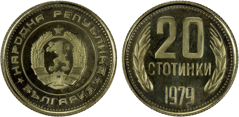 BULGARIA: People's Republic, 20 stotinki, 1979, KM-88, a few hairlines, mintage ...