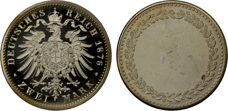 GERMANY: Kaiserreich, AR 2 mark, 1876, Schaaf-G 3, likely a private pattern issu...