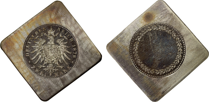 GERMANY: Kaiserreich, AR 2 mark klippe, 1876, Schaaf-G 2, likely a private patte...