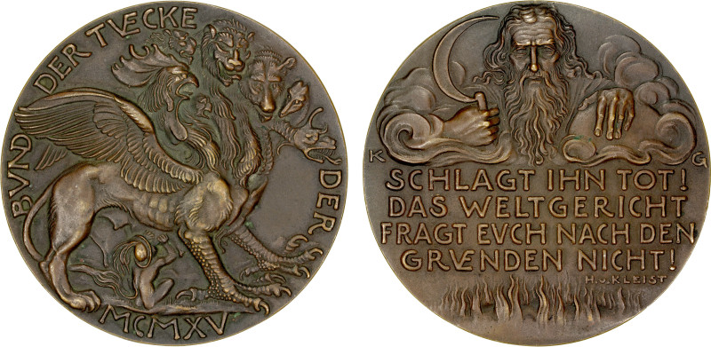 GERMANY: Empire, AE medal (140.9g), 1915, Kienast-160, 81mm cast bronze medal "A...