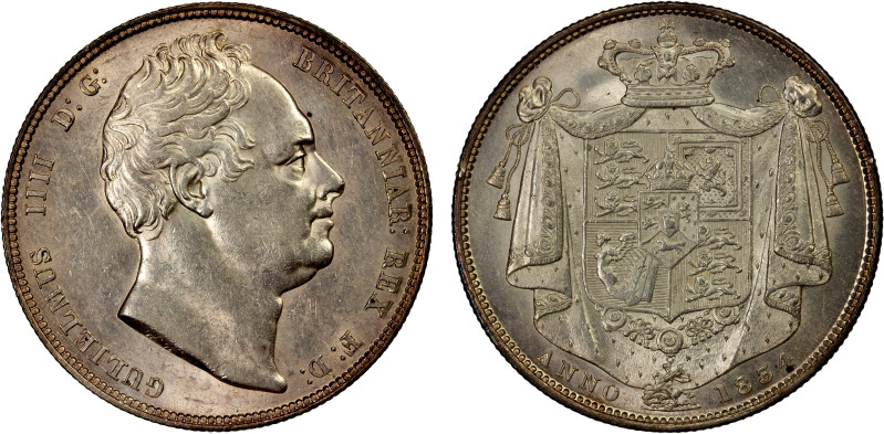 GREAT BRITAIN: William IV, 1830-1837, AR halfcrown, 1834, KM-714.2, Spink-3834, ...