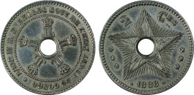 BELGIAN CONGO: Leopold II, 1885-1909, 2 centimes, 1888, KM-Pn9, essai pattern for the Congo Free State (État indépendant du Congo), polished, PCGS gra...