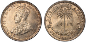 BRITISH WEST AFRICA: George V, 1910-1936, AR shilling, 1913, KM-12, a wonderful lustrous example! PCGS graded MS64.
Estimate: USD 175 - 275