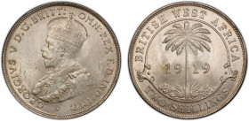 BRITISH WEST AFRICA: George V, 1910-1936, AR 2 shillings, 1919-H, KM-13, a lovely lustrous example! PCGS graded MS63.
Estimate: USD 400 - 500