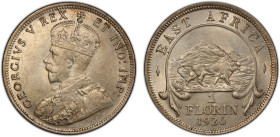EAST AFRICA & UGANDA: George V, 1910-1936, AR florin, 1920-H, KM-17, an attractive lustrous example of this scarce denomination, PCGS graded MS62, S....