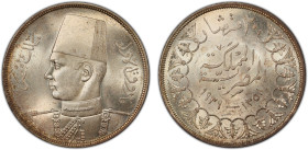 EGYPT: Farouk, 1936-1952, AR 20 piastres, 1939/AH1358, KM-368, a lovely lustrous example! PCGS graded MS63.
Estimate: USD 200 - 300