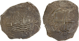 BOLIVIA: Felipe IV, 1621-1665, AR 8 reales cob (27.01g), 1663-P, KM-21, assayer E, 3 dates, 3 mintmarks, 3 assayers, nice full strike, full cross, ver...