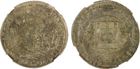 BRAZIL: Joao VI, 1818-1822, AR 960 reis, 1820-R, KM-326.1, struck over undetermined Spanish Colonial 8 reales, nice light tone, NGC graded MS64.
Esti...