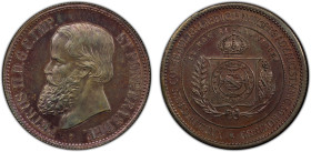 BRAZIL: Dom Pedro II, 1831-1889, AE 20 réis, 1889, 28mm medallic issue struck at the Brussels Mint with reeded edge for the Reign of Pedro II; Emperor...