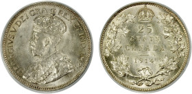 CANADA: George V, 1910-1936, AR 25 cents, 1914, KM-24, lustrous with just a hint of toning, PCGS graded MS63.
Estimate: USD 600 - 700