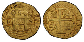 PERU: Felipe V, 1700-1746, AV 8 escudos cob (26.95g), 1711, KM-38.2, Calico-2119, assayer M, from the 1715 Plate Fleet wrecks, with custom folder, PCG...