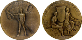 UNITED STATES: AE medal, 1932, NGC graded MS64 BN, 69mm bronze participant's medal from the 1932 Los Angeles Olympics by Julio Kilenyi for Whitehead-H...
