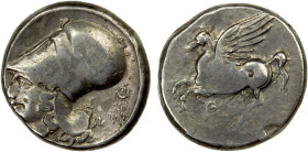 ACARNANIA: Thyrrheion, AR stater (8.59g), ca. 320-280 BC, BCD Akarnania-373.3, HGC-4/919, Pegasos flying left, Θ below // head of Athena left, wearing...
