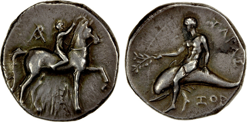 CALABRIA: Tarentum, AR didrachm (nomos) (7.92g), ca. 281-276 BC, Vlasto-669, HNI...