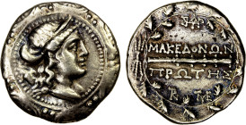 MACEDON (ROMAN): First Meris, AR tetradrachm (16.80g), Amphipolis, ca. 167-149 BC, HGC-3/1103, SNG Copenhagen-1314, diademed and draped bust of Artemi...