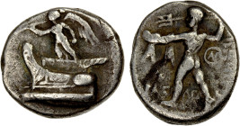 MACEDONIAN KINGDOM: Demetrios I Poliorketes, 306-283 BC, AR hemidrachm (2.03g), Tarsos, 298-295 BC, Newell-45, HGC-3/1018, Nike on prow of galley left...