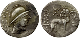 YUEH CHI: Agesiles, late 1st century BC, AR obol (0.51g), Mitch-2831/32 (full drachm), AIΓEIΛHΣ helmeted bust right, with plain helmet // lion right, ...