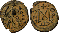 ARAB-BYZANTINE: Imperial Bust, ca. 670s-680s, AE fals (4.00g), Tardus (Antardos), ND, A-3525, mint name in Arabic on obverse & Greek on reverse (ANT /...