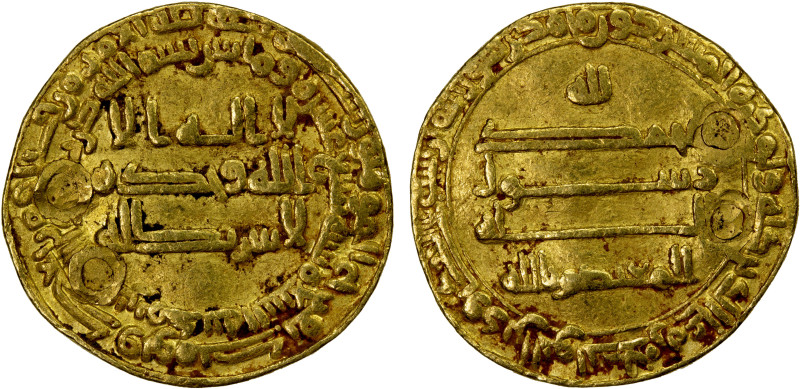 ABBASID: al Mu'tasim, 833-842, AV dinar (3.83g), Madinat al-Salam, AH219, A-225,...