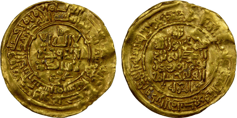 SAMANID: Nuh III, 976-997, AV dinar (3.18g), Nishapur, AH374, A-1468, citing Hus...