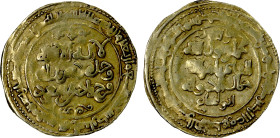 GHAZNAVID: Farrukhzad, 1053-1059, AV dinar (3.71g), Ghazna, AH449, A-1633, cited with his patronymic as farrukhzad bin mas'ud, nice strike with almost...