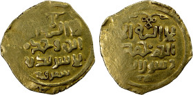 GREAT MONGOLS: Anonymous, ca. 1225-1250, AV dinar (2.91g), Samarqand, ND, A-B1967, totally anonymous, without even the caliph al-Nasir, mint name belo...