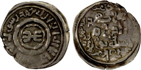 GREAT MONGOLS: Anonymous, ca. 1260-1265, AR dirham (1.30g), Pulad, AH658, A-S1979, Zeno-78609 (same dies), with the double-trident (thunderbolt) tamgh...
