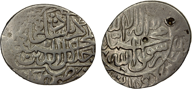 MUGHAL: Akbar I, 1556-1605, AR shahrukhi (mithqal) (4.68g), Delhi, AH(9)65, KM-7...