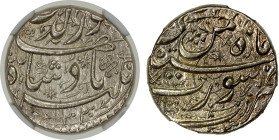 MUGHAL: Jahangir, 1605-1628, AR rupee, Surat, AH1030 year 15, KM-148.1, month of Bahman, magnificent strike, very rare in this quality, NGC graded MS6...