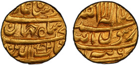 MUGHAL: Shah Jahan I, 1628-1658, AV mohur (12.98g), Tatta, AH1042 year 6, KM-255.7, repaired, lustrous fields, PCGS graded About Unc details.
Estimat...