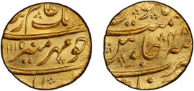 MUGHAL: Aurangzeb, 1658-1707, AV mohur (12.98g), Ahmadnagar, AH1115 year 48, KM-315.2, repaired, lustrous fields, PCGS graded Unc details.
Estimate: ...