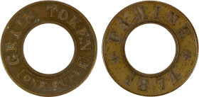 BRITISH INDIA: AE rupee token (3.74g), 1874, KM-Tn2, Prid-32, 26mm brass Famine Relief token struck at the Calcutta Mint for the Bengal Famine of 1874...