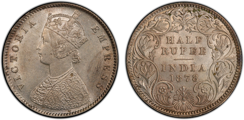 BRITISH INDIA: Victoria, Empress, 1876-1901, AR ½ rupee, 1878(c), KM-491, S&W-6....