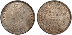 BRITISH INDIA: Victoria, Empress, 1876-1901, AR ½ rupee, 1878(c), KM-491, S&W-6.174, Prid-262, an attractive mint state example, PCGS graded MS62.
Es...