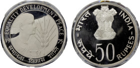 INDIA: Republic, AR 50 rupees, 1975-B, KM-256, FAO - Women's Year, PCGS graded Proof 69 DCAM.
Estimate: USD 100 - 150