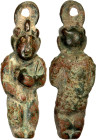 WESTERN LIAO: AE human figure (40.21g), Zeno-299165 (this piece), 65mm in length, crowned figure, left hand before its chest, right hand by its abdome...