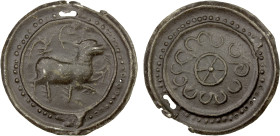 BURMA: TENASSERIM-PEGU: Anonymous, 17th/18th century, cast large tin coin (41.96g), Robinson-70, 65mm; the tò (mythical antelope) facing right, many f...