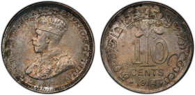 CEYLON: George V, 1910-1936, AR 10 cents, 1914, KM-104, better date, nice light toning, PCGS graded MS64.
Estimate: USD 150 - 190