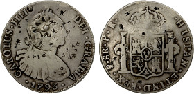 SUMENEP: Sultan Paku Nata Ningra, 1811-1854, AR 8 reales, KM-201.4var, Hafner-S7var, countermarked floral-style star with pellet in center, on Potosi ...