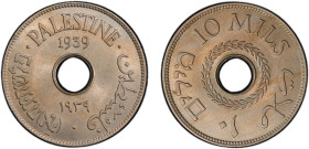 PALESTINE: British Mandate, 10 mils, 1939, KM-4, a wonderful quality example! PCGS graded MS64.
Estimate: USD 100 - 150