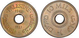 PALESTINE: British Mandate, 10 mils, 1941, KM-4, a superb quality example! PCGS graded MS65.
Estimate: USD 125 - 175