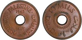 PALESTINE: British Mandate, AE 10 mils, 1943, KM-4a, WWII issue, a wonderful quality example! PCGS graded MS64 BN.
Estimate: USD 100 - 150