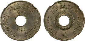 PALESTINE: British Mandate, 10 mils, 1946, KM-4, lamination split error, NGC graded MS63.
Estimate: USD 100 - 200